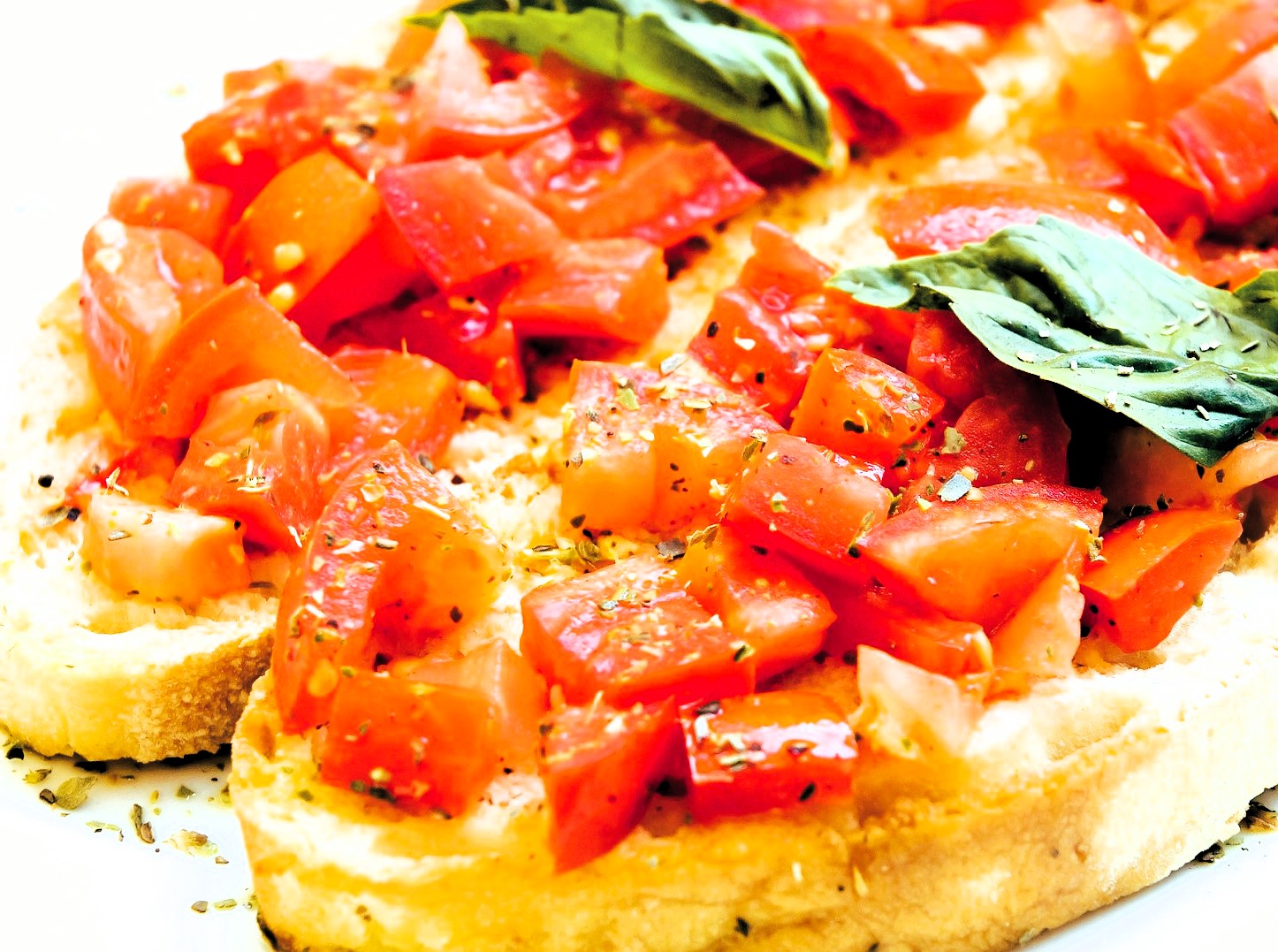 Fresh bruschetta with tomato and basil