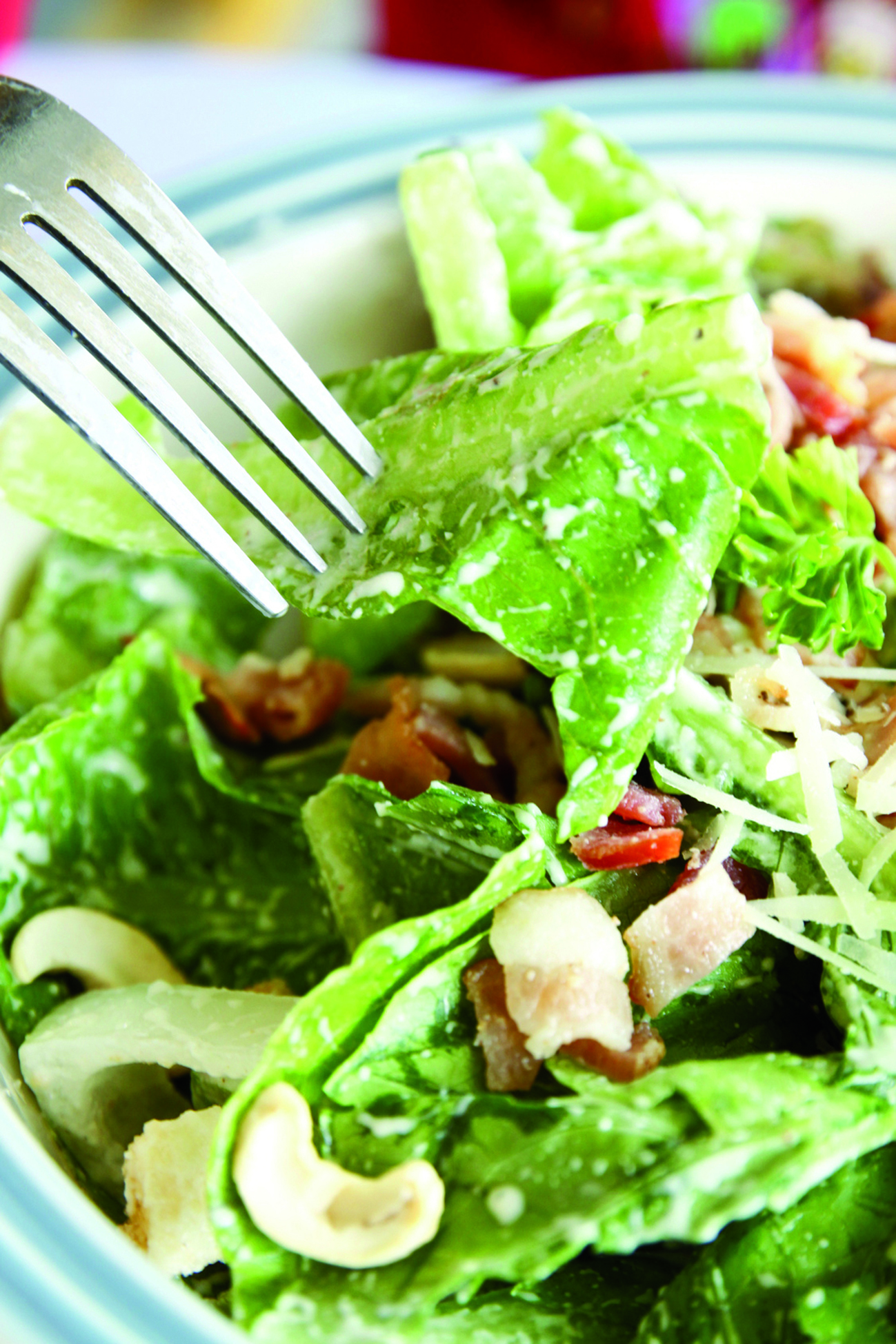 caesar salad with fork